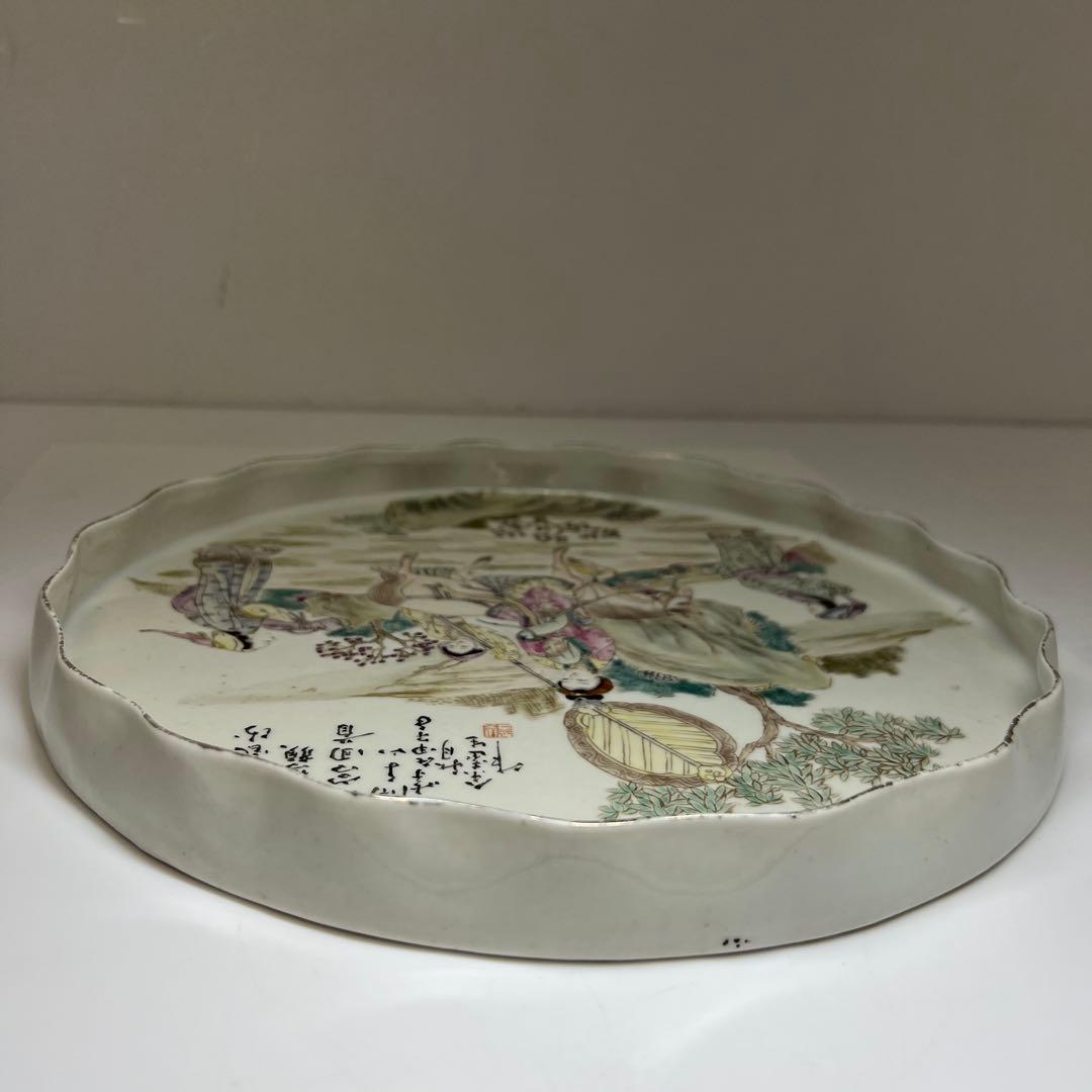 中国清時代　粉彩人物画大皿　幅約27.5㎝　東Y7-0702⭐︎2Fトニエ