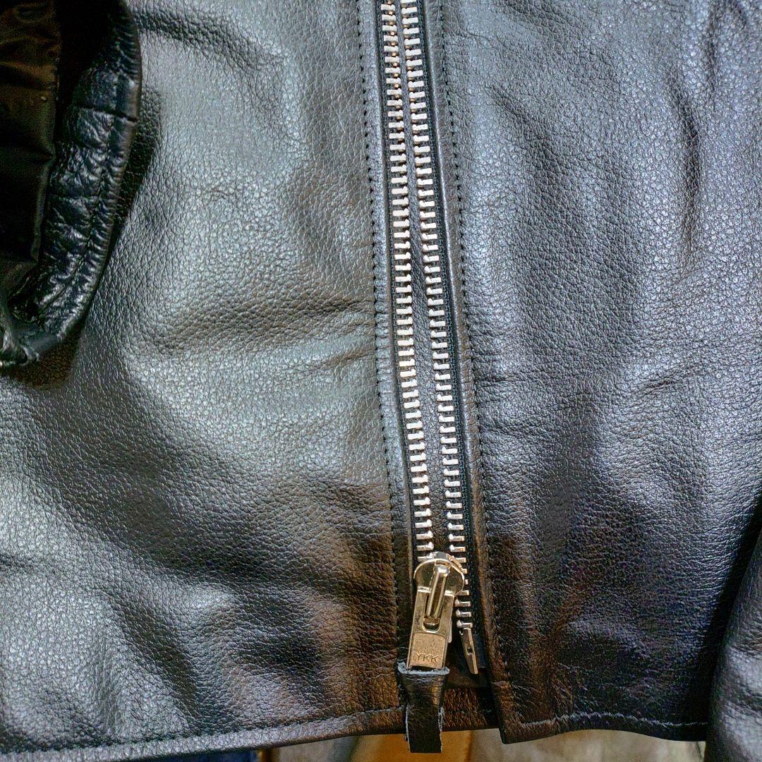 freedom フリーダムブラックレザー シングルライダースジャケット水牛革　L