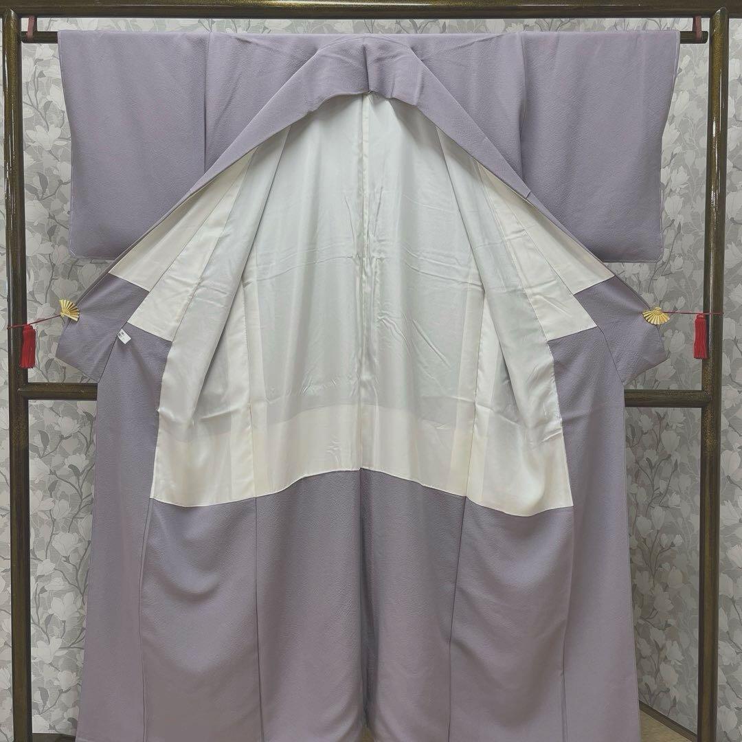 正絹 色無地 淡青紫(未使用品)草木染作家 圓啓【健勝苑】