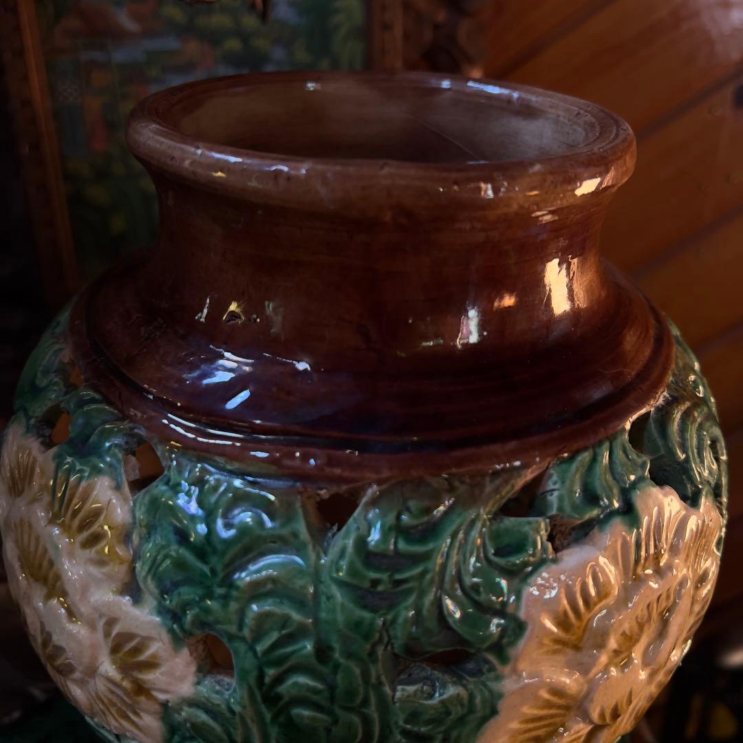 宋磁 宋三彩 中国 宋代 透かしあり 唐三彩