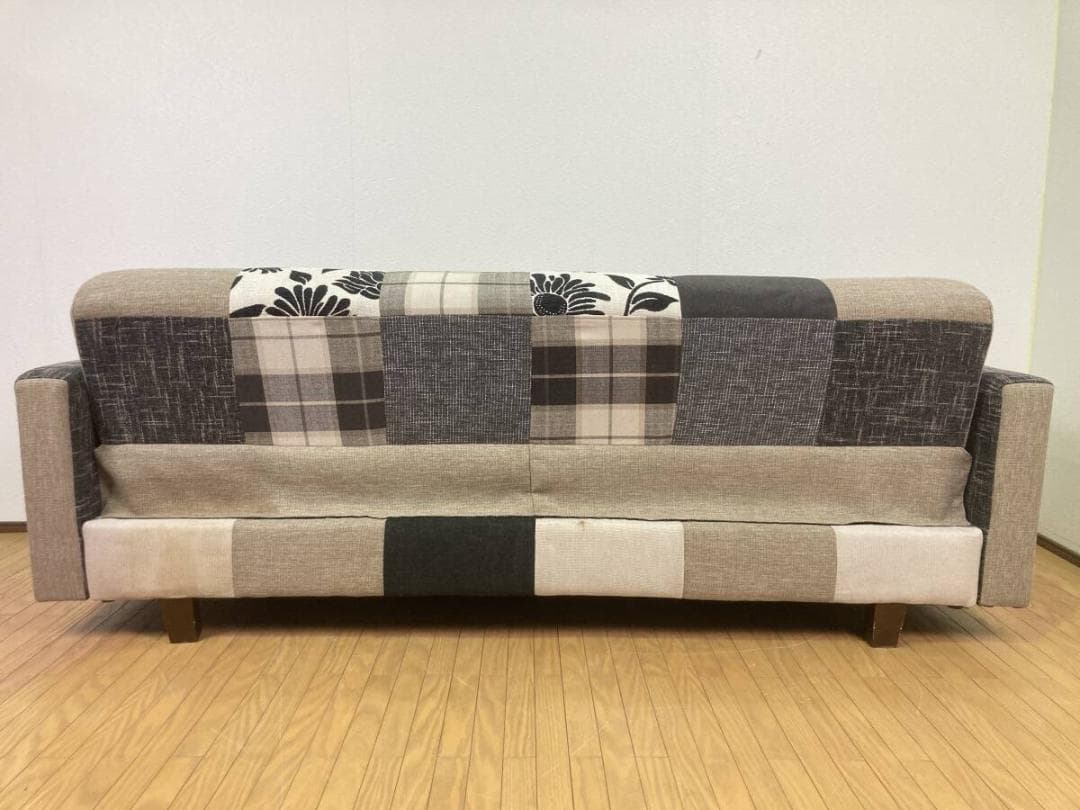 パッチワークソファ おしゃれ 3人掛け 収納付き ソファベッド 三人掛け 総柄