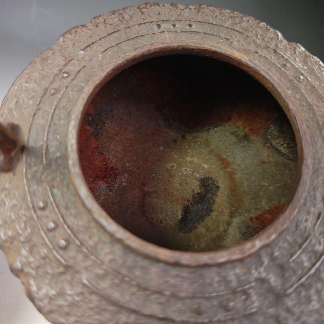 イ491 鉄瓶『銅蓋　独楽形　鉄瓶』湯沸　薬缶　茶道具　煎茶