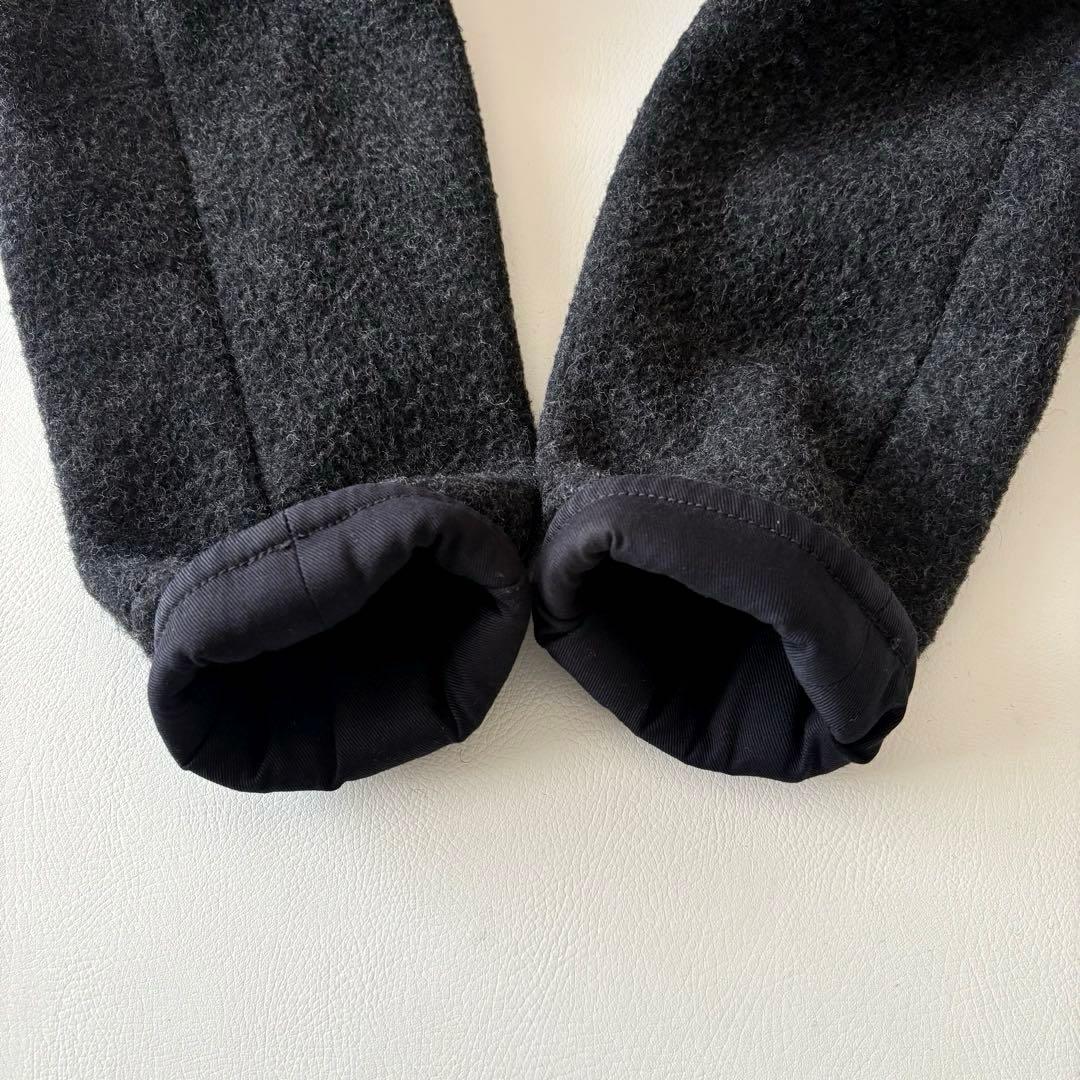 ■美品DANTONウールモッサシングルコートチャコールグレーくるみボタン丸襟38