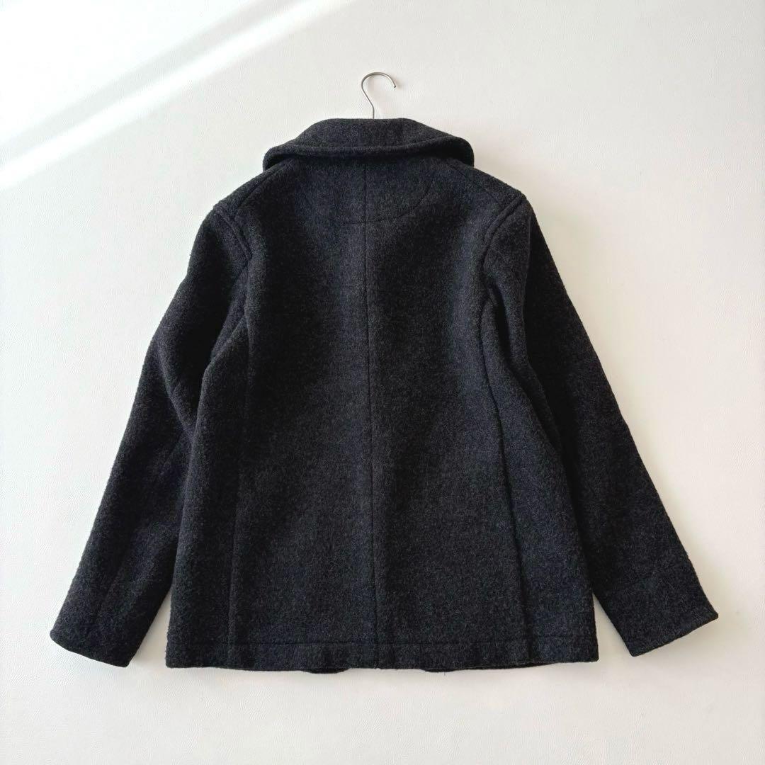 ■美品DANTONウールモッサシングルコートチャコールグレーくるみボタン丸襟38