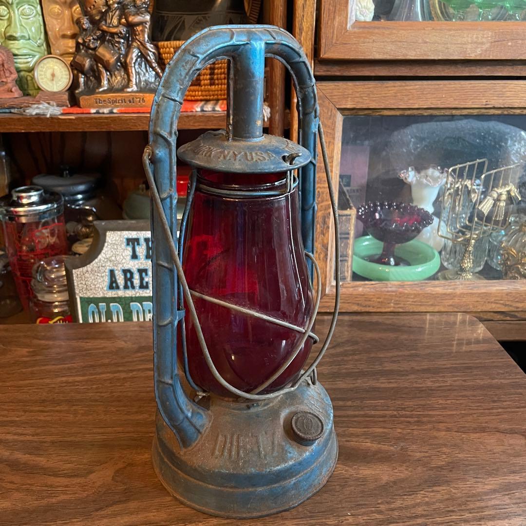 希少品！1900〜20年代〜デイツDIETZ 赤ガラスランタンUSA製ビンテージ