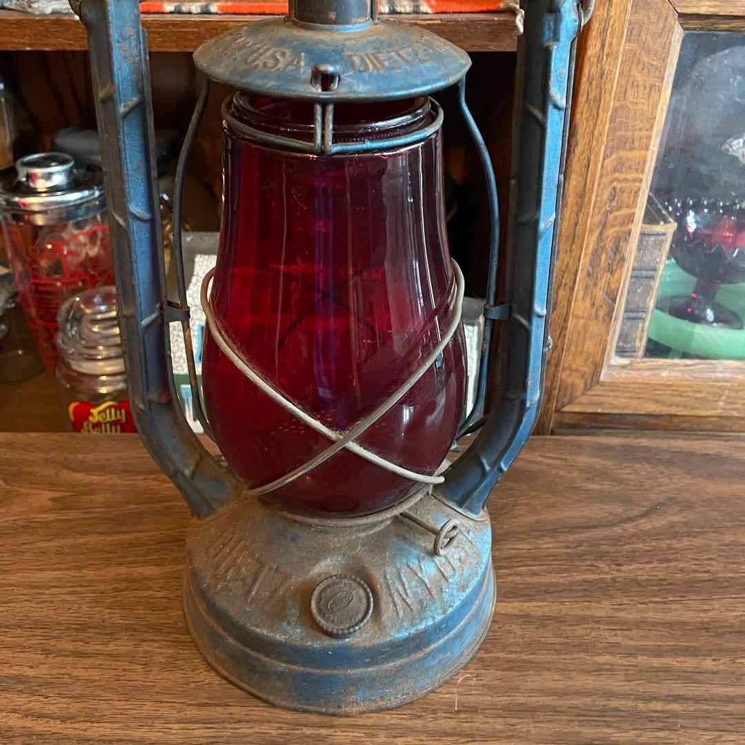 希少品！1900〜20年代〜デイツDIETZ 赤ガラスランタンUSA製ビンテージ