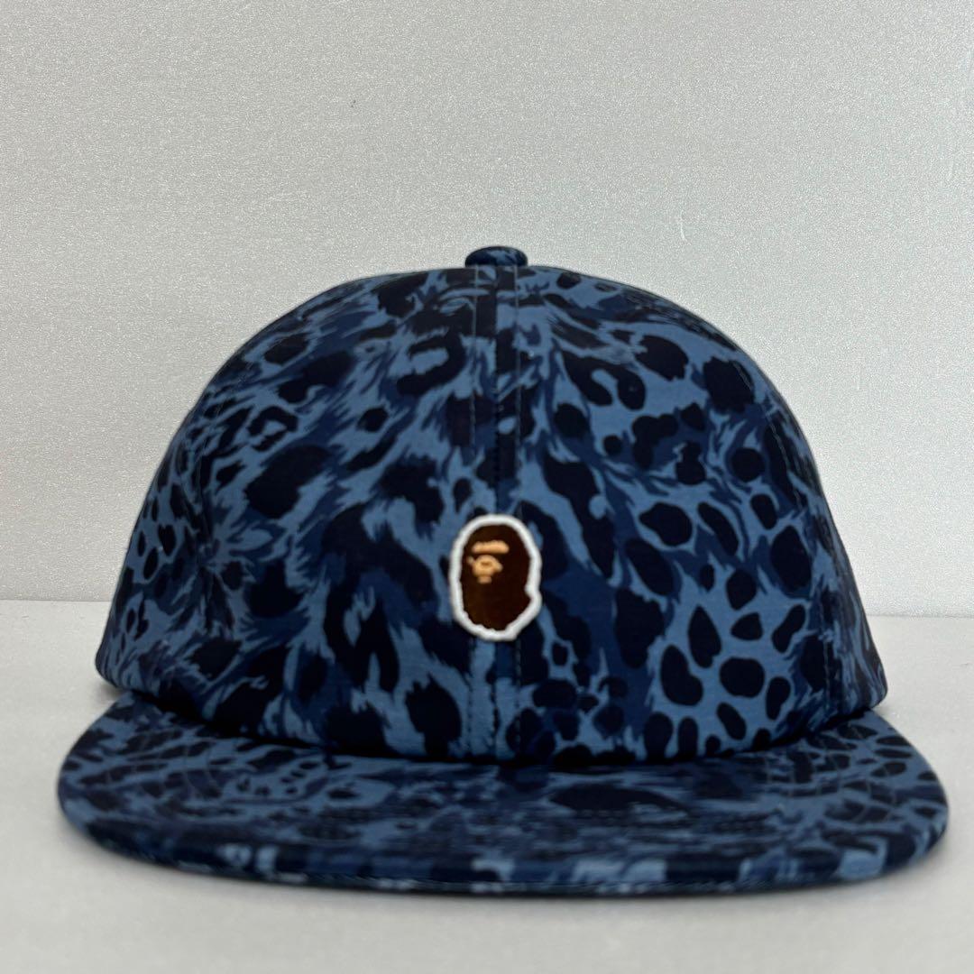 APE エイプ カモフラ キャップ 豹柄 レオパード フリーサイズ ブルー