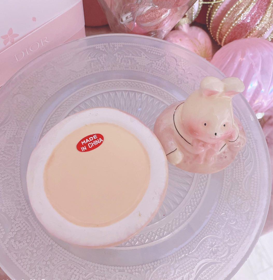 レア♡アンティーク♡うさぎ♡置物ロリータ♡昭和レトロ♡インテリア♡陶器品♡ピンク