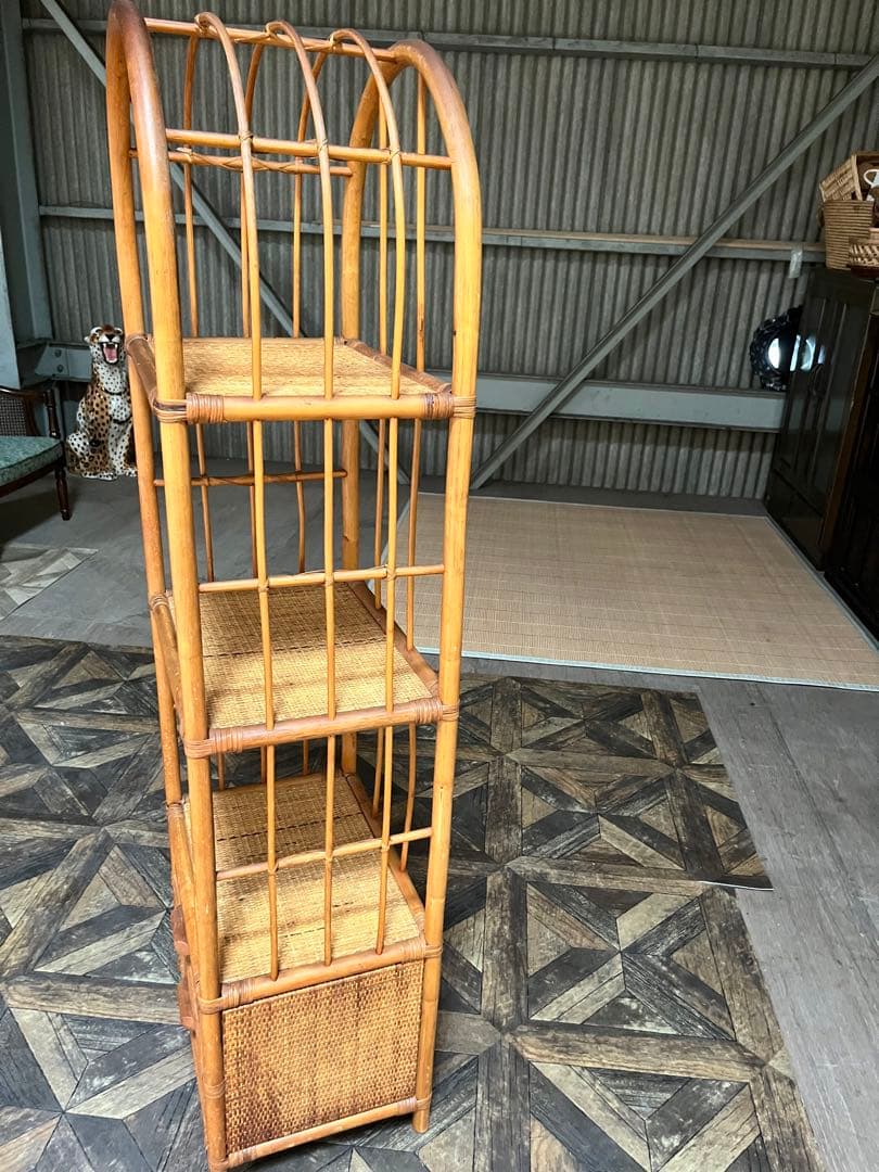アーチ型 籐 ラタン 棚 インテリア 昭和レトロ 飾り棚