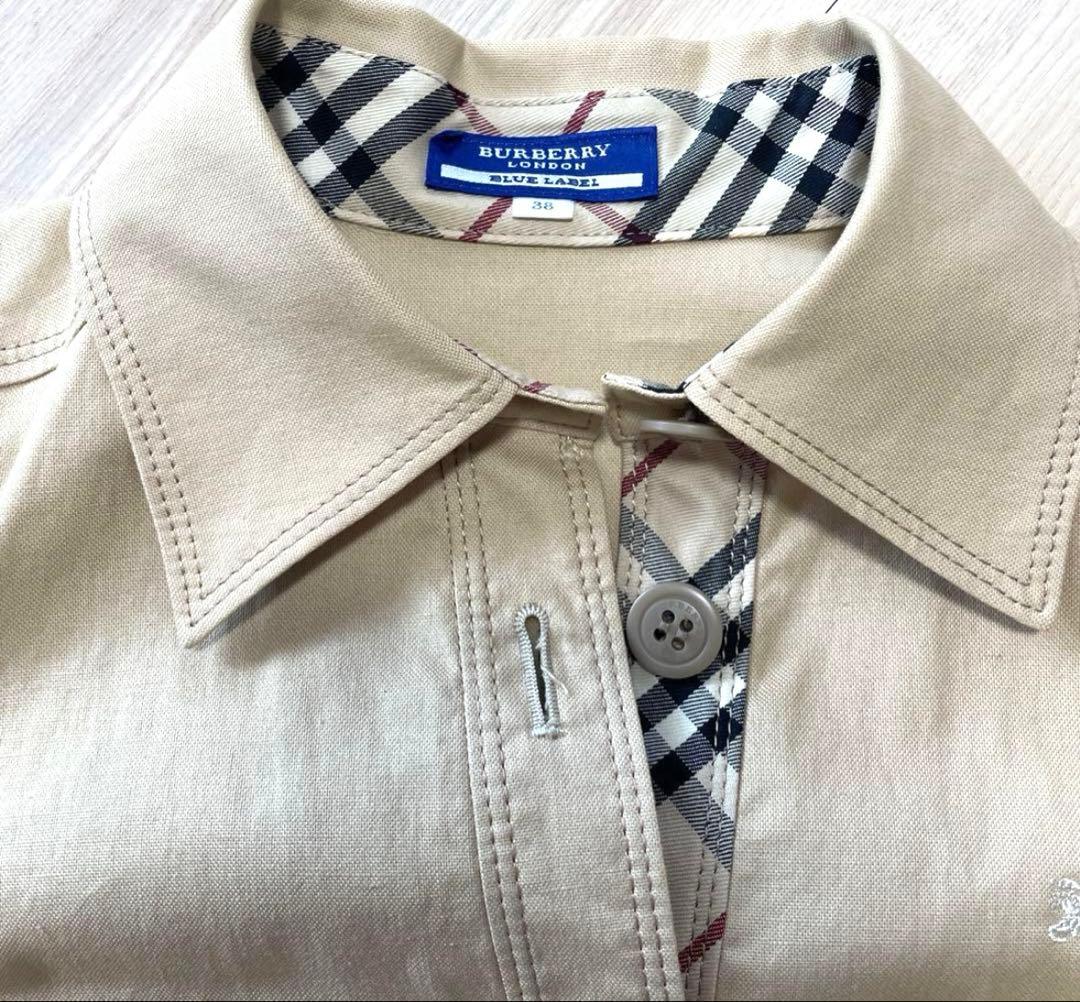 バーバリーブルーレーベル ノースリーブ ワンピース ノバチェック ベルトリネン混
