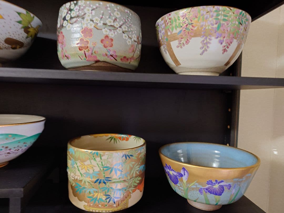 抹茶茶碗 12個セット未使用品 桑野むつ子デザイン御所の花十二ヶ月