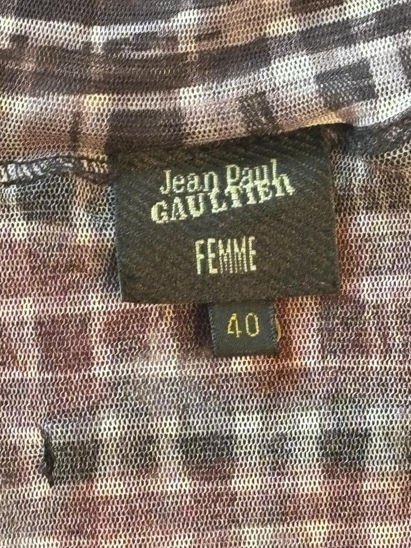Jean-PaulGAULTIERFEMMEパワーネットフェイスプリント赤刺繍