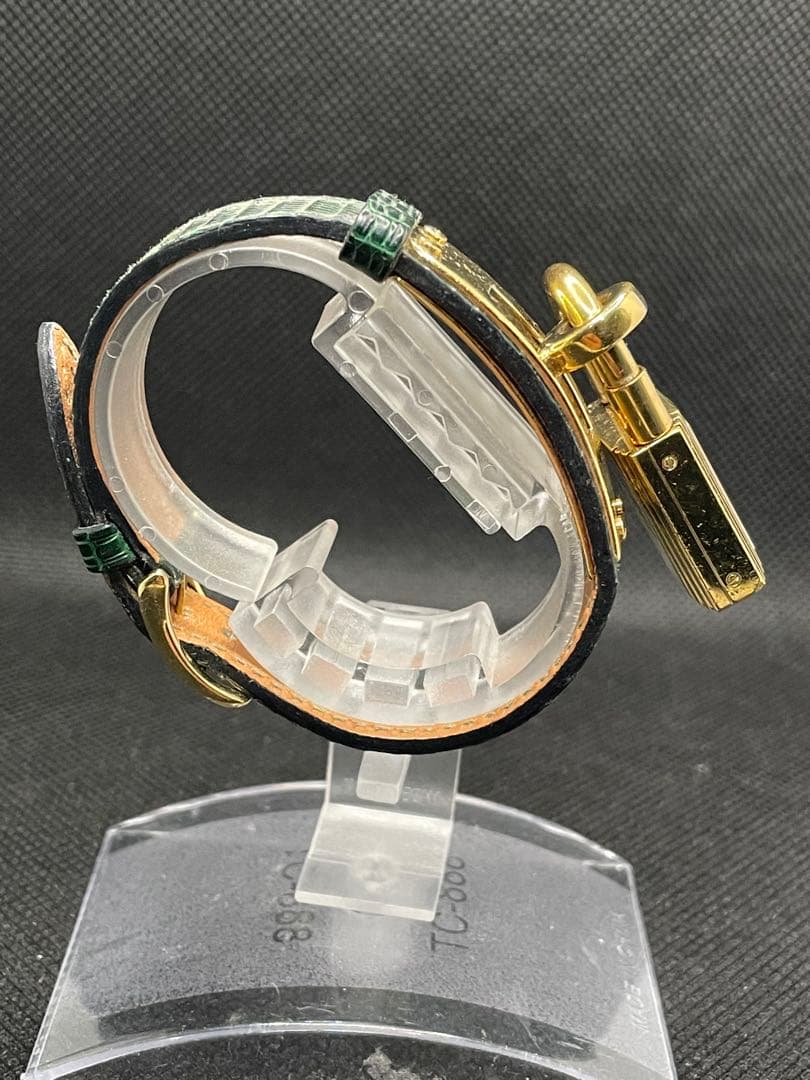 エルメス ケリーウォッチ ゴールド文字盤 GP ゴールドメッキ グリーン