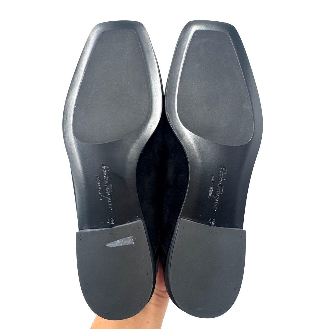 Ferragamo ガンチーニ スエード オペラシューズ ブラック 22cm