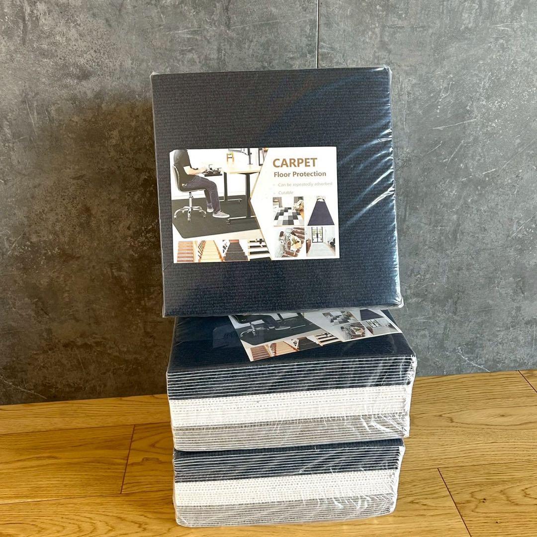 【90枚】タイルカーペット 防音 フロアマット ジョイントマット ネイビー モカ