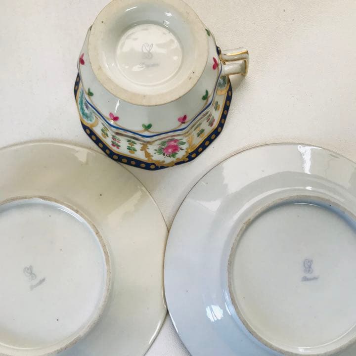 ドレスデン  カールティーメ　薔薇　コバルト　窓絵　コレクション　レア　③