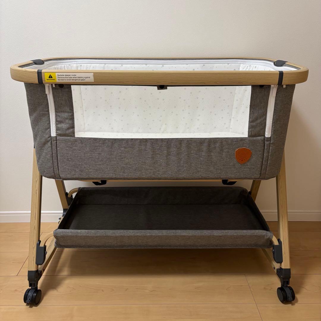 hzdmj 2024 ベビーベッド　ゆりかご　グレー
