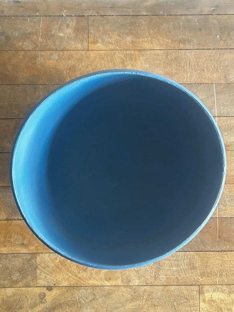 内原野焼　陽和窯　井内芳樹作 焼〆藍彩鉢　木箱有り