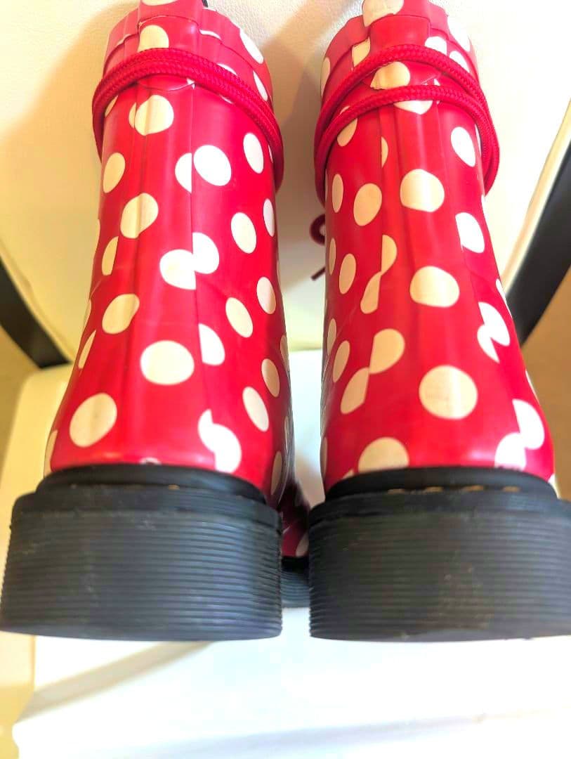ドクターマチーン　 赤白ドット 8ホールレインブーツ UK5