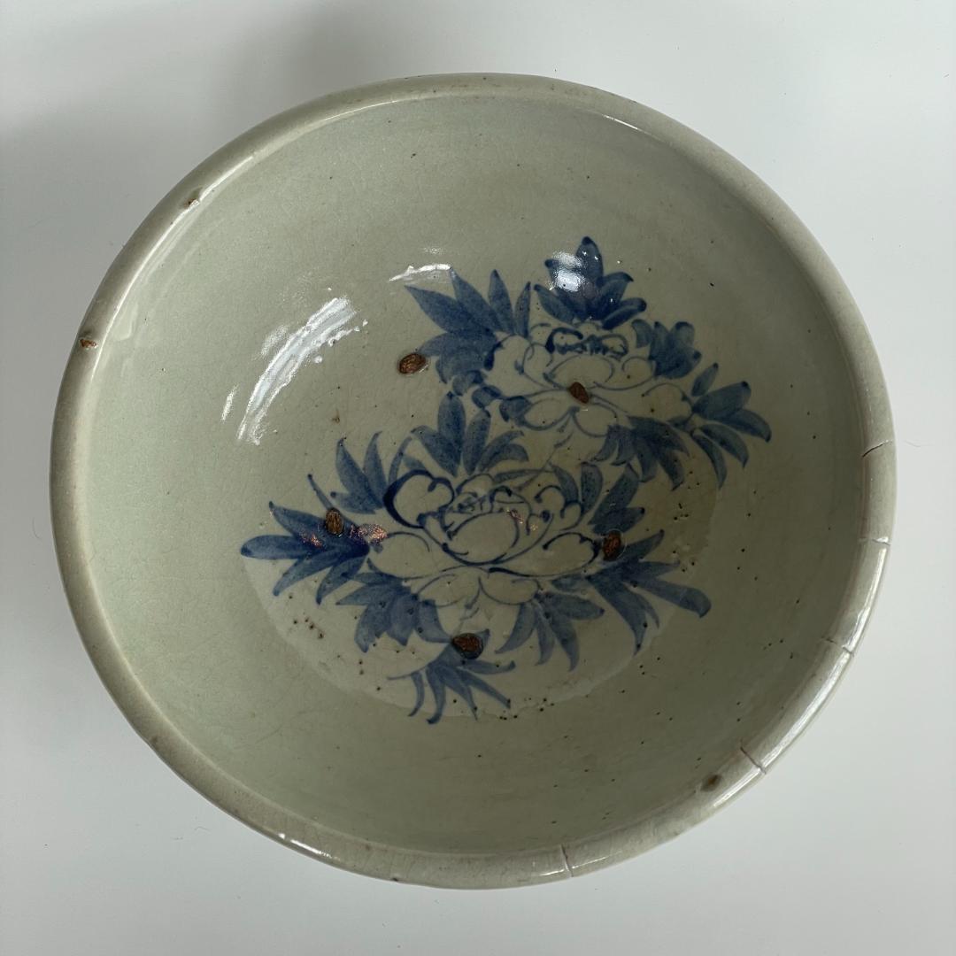 中国 美術 唐物 古玩 宋 元 明 清期 古染付 青絵 青花 大鉢 深鉢 牡丹