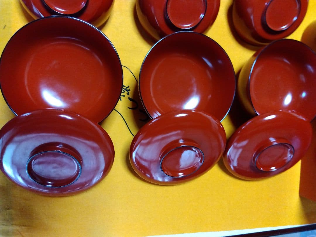 輪島塗　野点セット三人前　重箱　椀四種