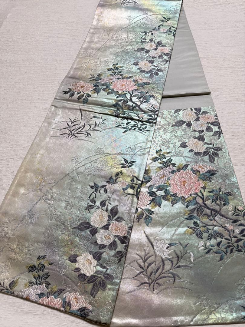 m-92 牡丹 袋帯 正絹