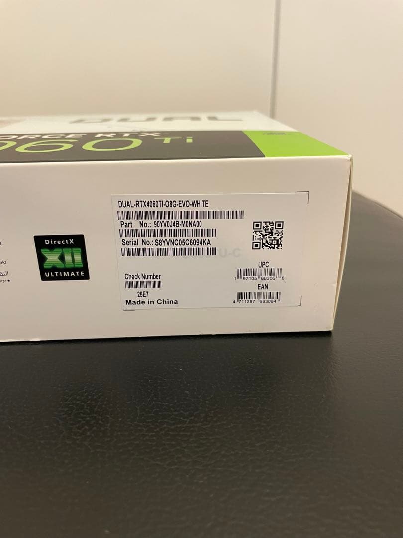 グラフィックボード・グラボ・ビデオカード ASUS DUAL-RTX4060TI-O8G-EVO-WHITE