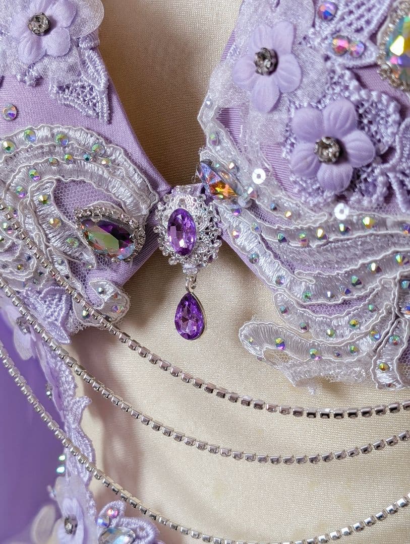 新品 ベリーダンス 衣装 コスチューム ラベンダー