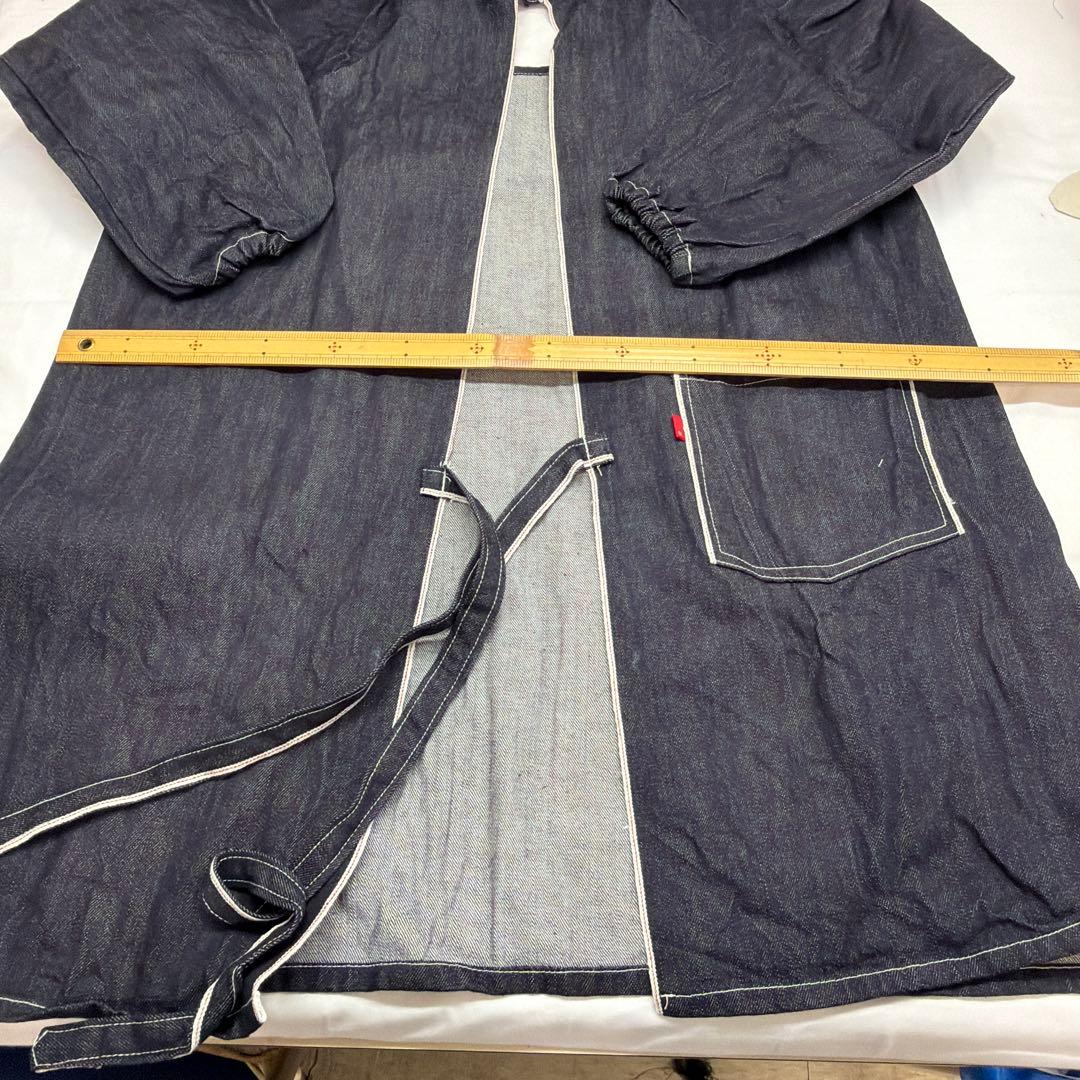 デニム割烹着 ダークブルー 長袖