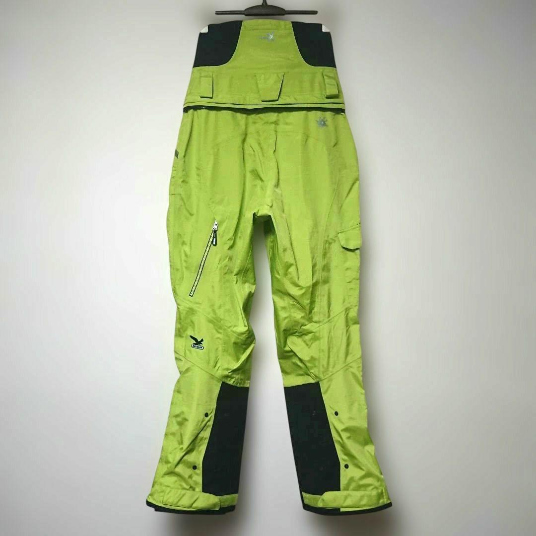 送料無料【SALEWA】日本未発売 ハイウエスト黄緑スノーパンツ M ビブ