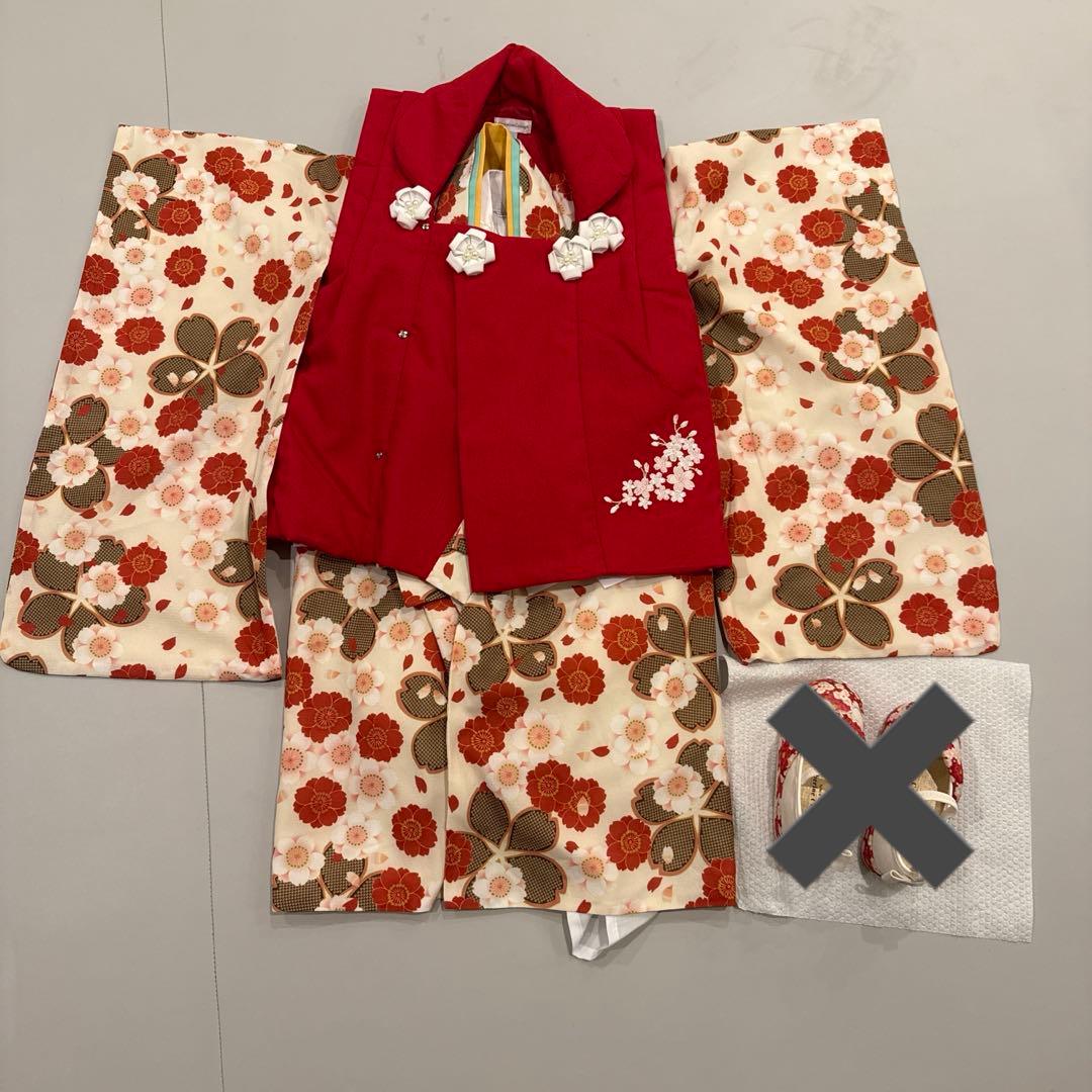 キャサリンコテージ 七五三着物セット 象牙着物×紅赤被布