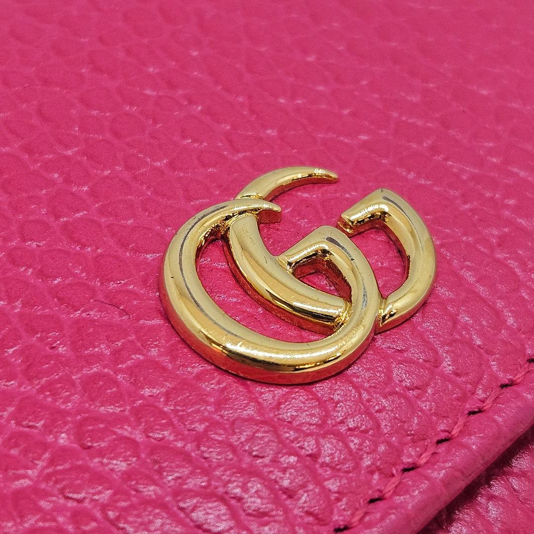 GUCCI GGロゴ マーモント レザー 名刺入れ カードケース ピンク