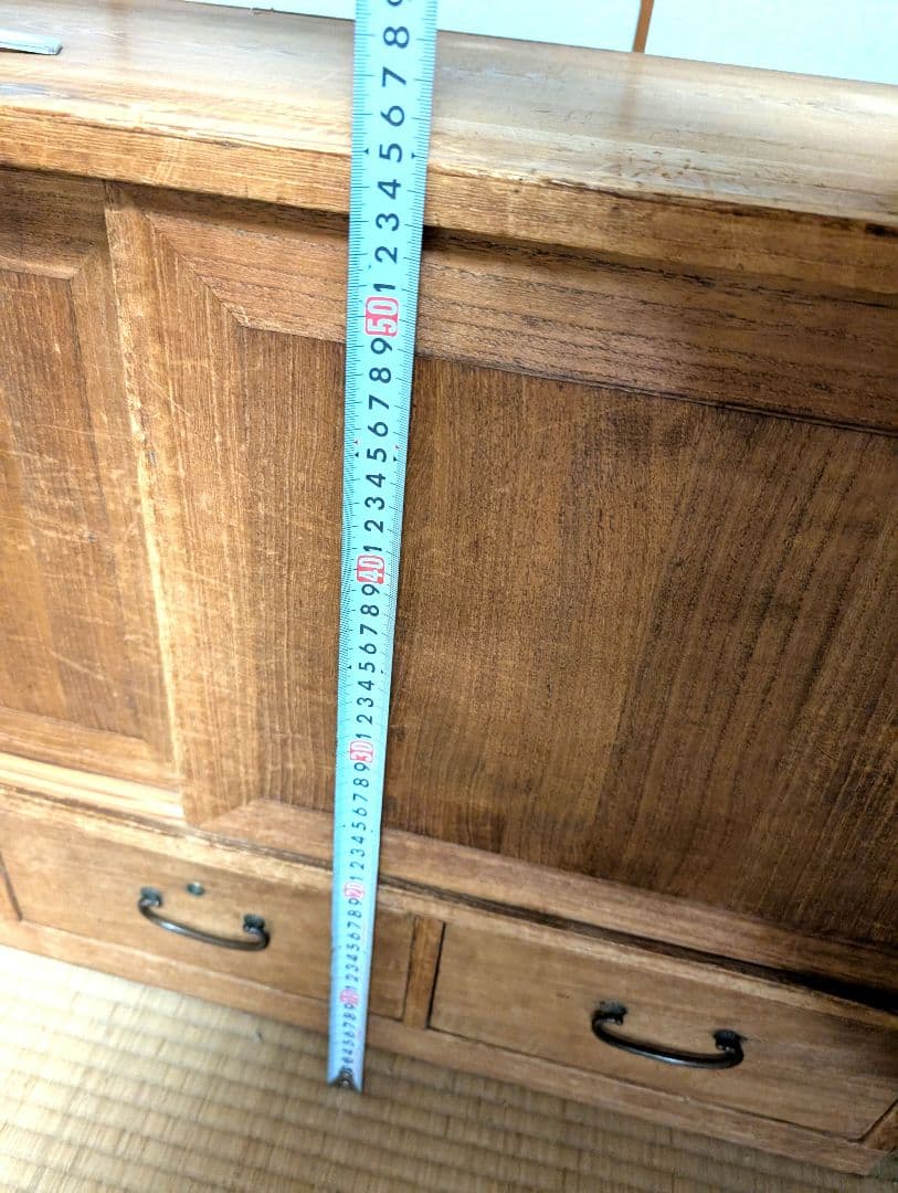 【直接引取可】昭和レトロ 桐の茶箪笥 持ち手付 飾り棚 アンティーク 八千代市