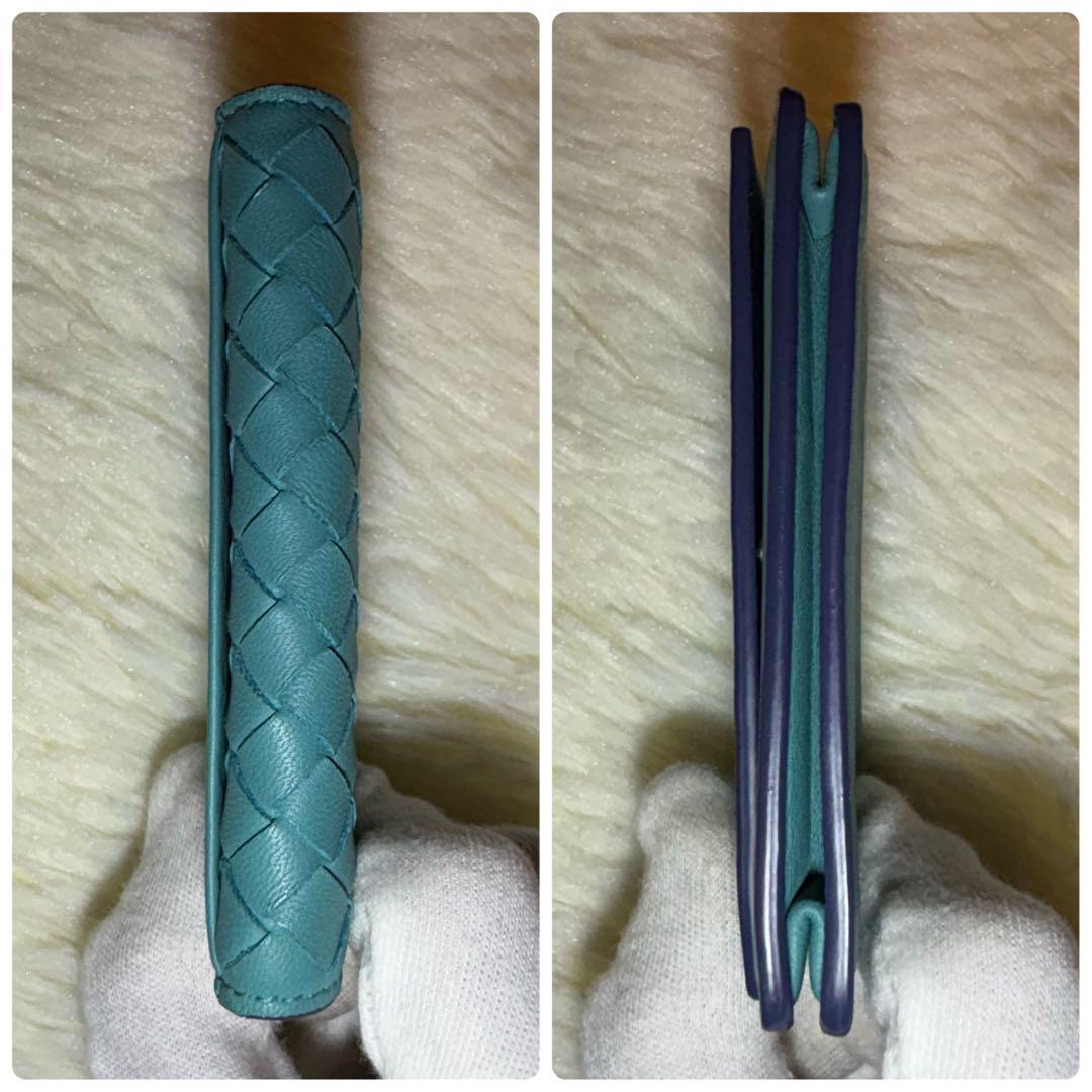 美品 BOTTEGA VENETA イントレチャート 名刺入れ ブルー 系