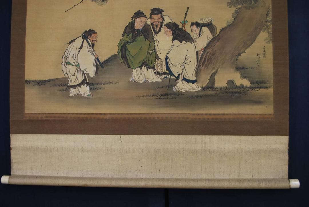 【真作】狩野祐清邦信/四賢人図/大幅/掛軸☆宝船☆Ｑ‐85　J