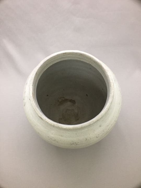 李朝白磁広口壺◆李朝前期◆無キズ◆送料無料◆李朝白磁◆水指◆茶道具◆茶