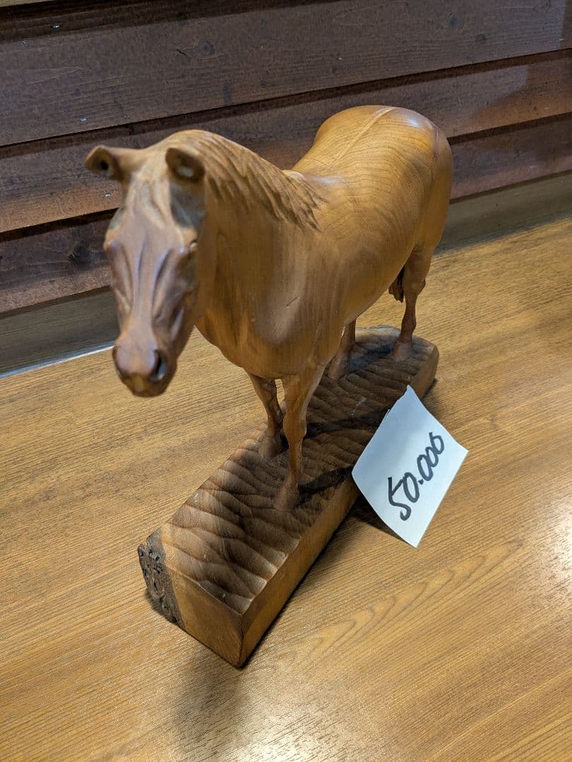 木製 馬の置物 約30cm　古民家から見つけました
