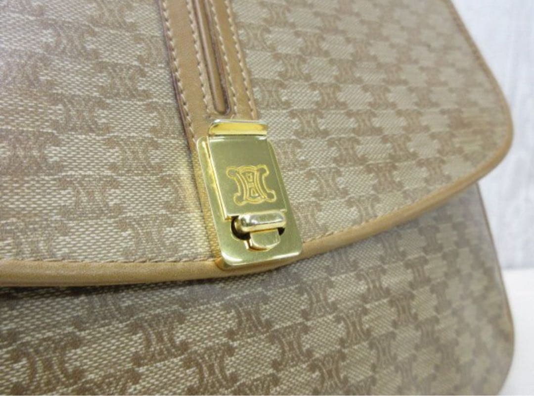 極美品 CELINE セリーヌ マカダム柄 ショルダーバッグ バッグ ブラウン系