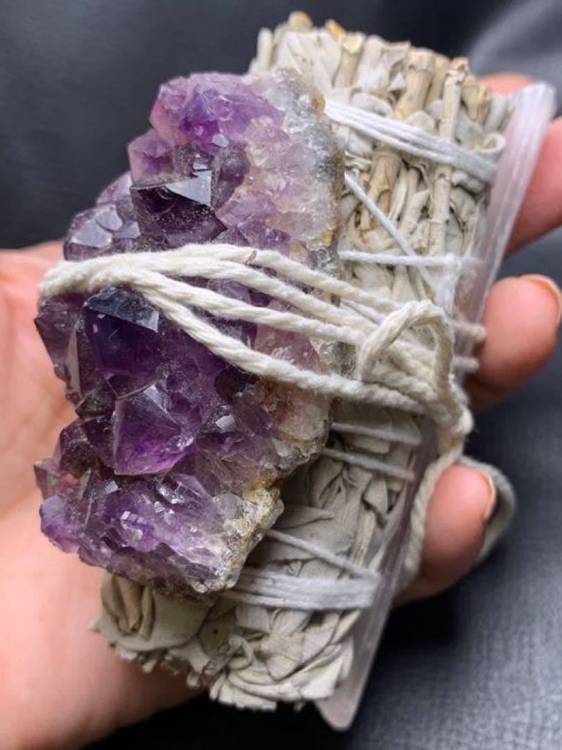 071111 ホワイトセージ＋アメジスト原石＋セレナイト原石