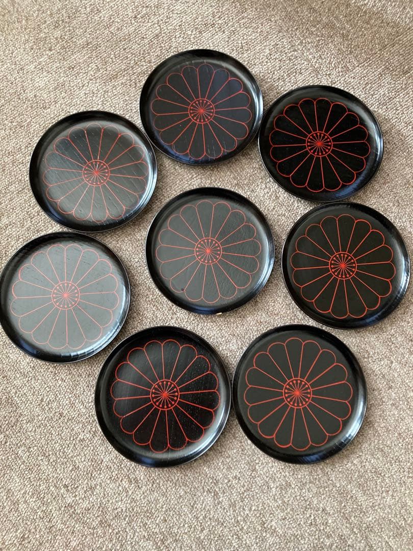 象彦　菊 銘々皿　黒8枚セット