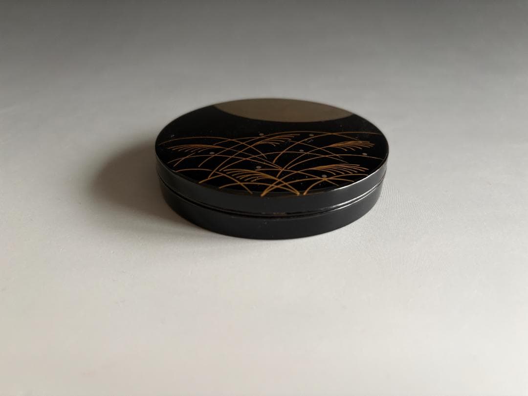 蒔絵師一心斎　武蔵野蒔絵　乾漆　香合　茶道具