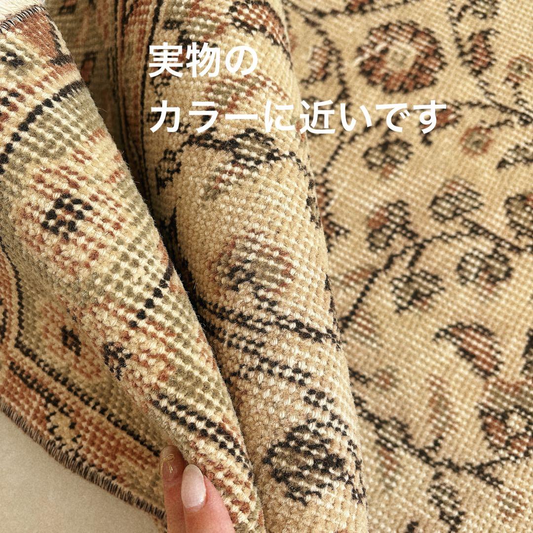 hyokoさま専用トルコ　ヴィンテージラグ　グリーン　ベージュ　フローラル