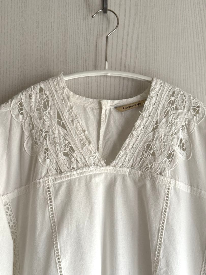 Curensology コットンバテンレースブラウス