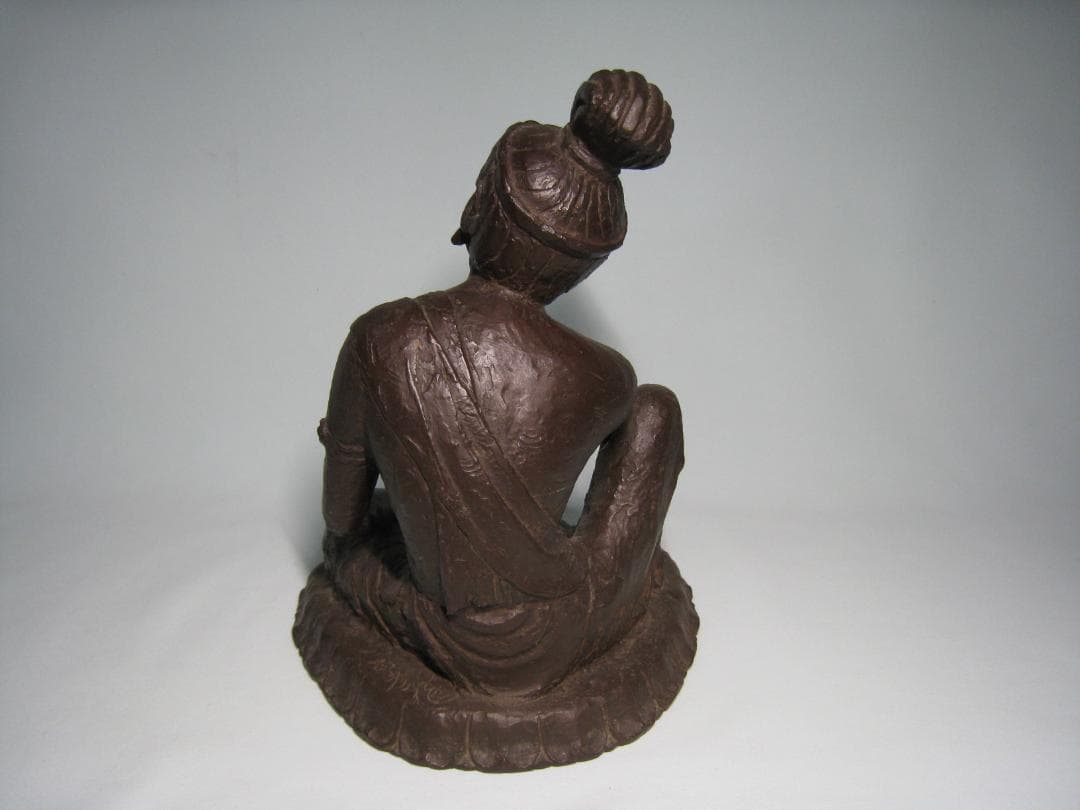 ブロンズ製　【やすらぎ】友沢正彦　おはぐろ技法　如意輪観音菩薩坐像