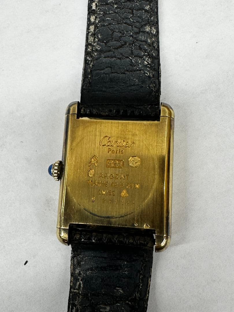 Cartier カルティエ アナログ時計 黒レザー SV925