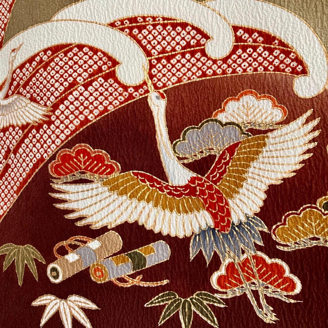 古典柄 鶴 波文様 振袖4点セット‼️お振袖セット‼️TM NO129 フルセット