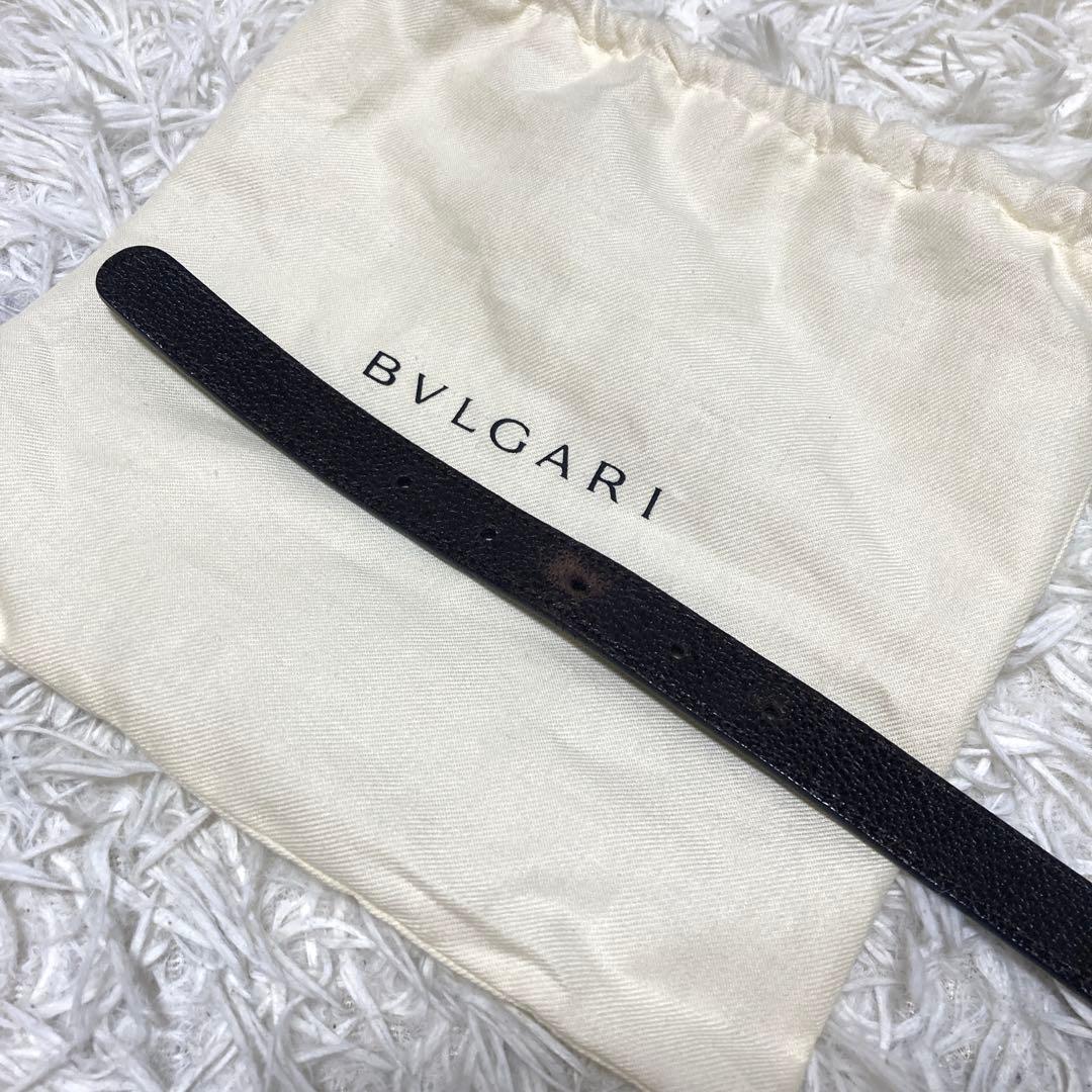 美品✨BVLGARI サークル　ロゴバックル　ベルト　黒　レザー　93cm
