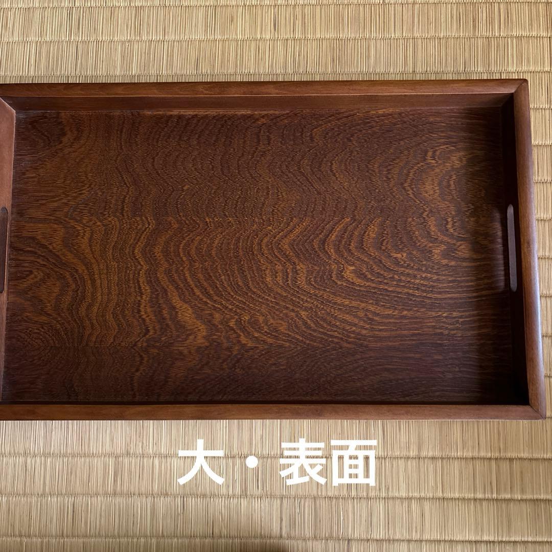 蔵出し！昭和レトロ✴︎けやき塗・切立・尺七寸・長手盆親子2枚セット✴︎