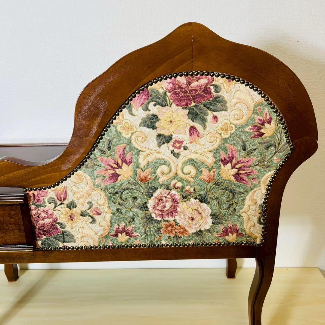 テレフォンベンチ テレフォンチェア 猫脚 猫足 サイドテーブル付き 椅子 木製