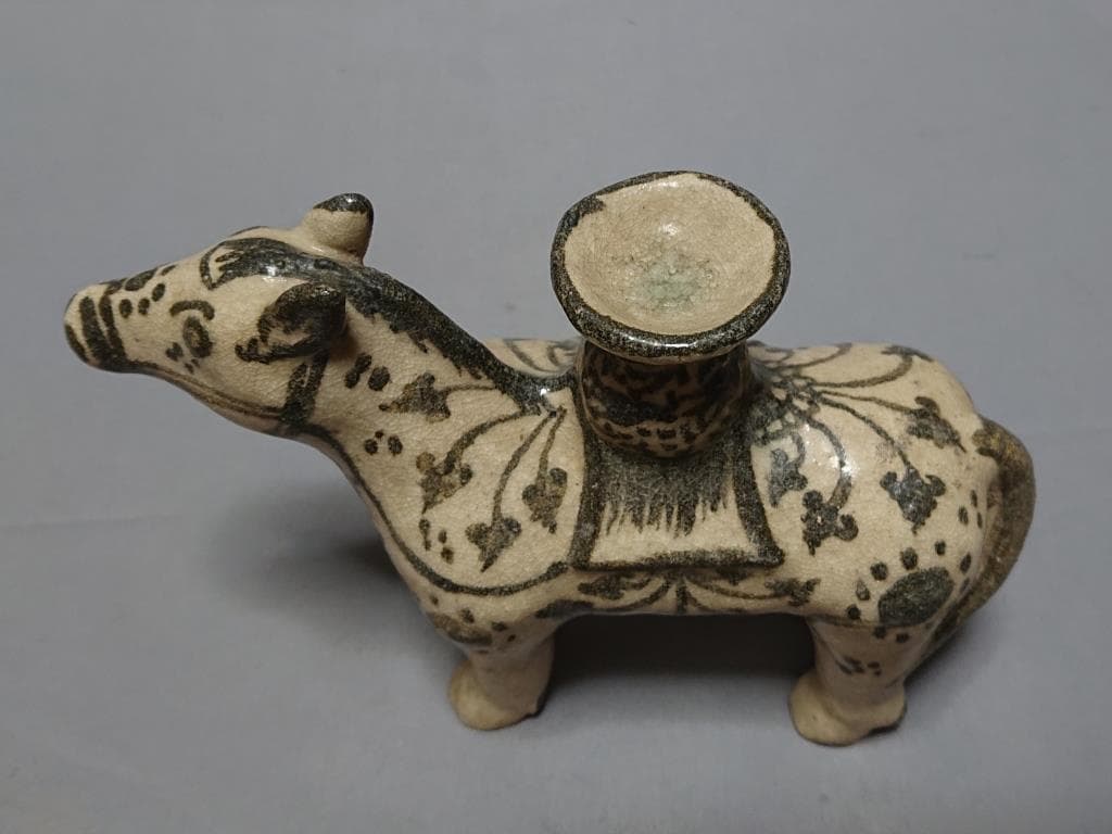コレクター収集　タイ　カロン窯　鉄絵馬型灯火器　15～16世紀